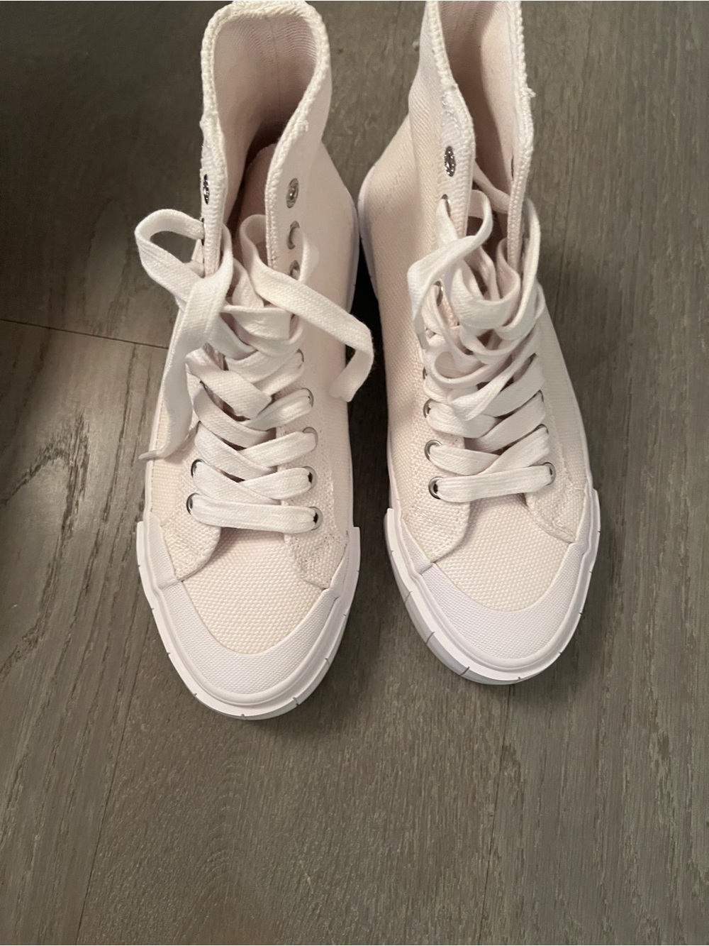 New in Box- Women's High-Top Canvas Sneakers in Ecru